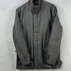 Manto Nick Wool Blend Jacket Full Zip Mens 52 XL Gray Flap Pockets Made In Italy